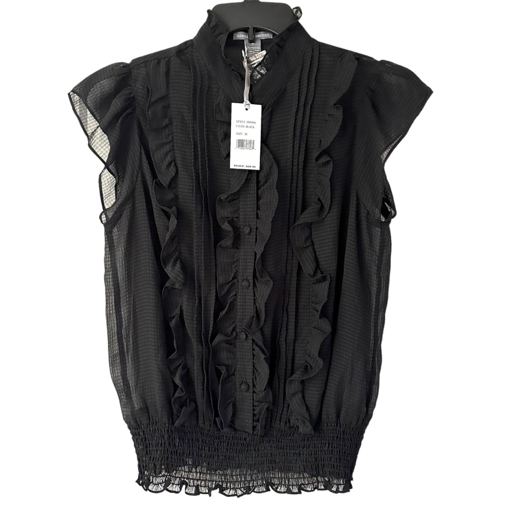 Isabella Rodriguez NWT Black Sleeveless Ruffle Sheer Top Sz M Goth Whimsygoth